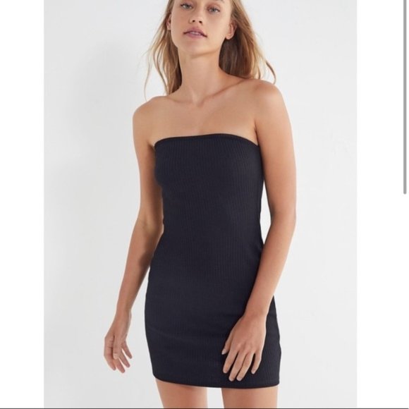 Urban Outfitters Black Ripped Knit Tube Dress Med